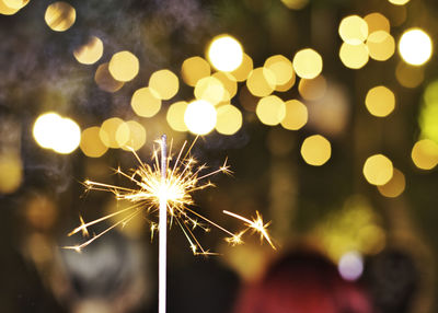 Firework display at night