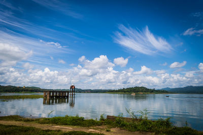 Scenic view of lake against sky