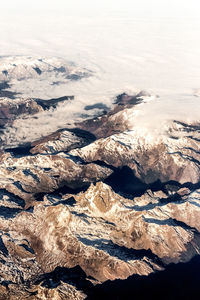 High angle view of snowcapped landscape