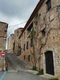 Low angle view of old building against sky