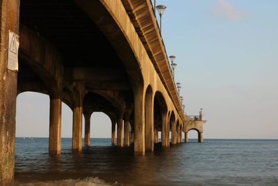 View of bridge over sea against clear sky