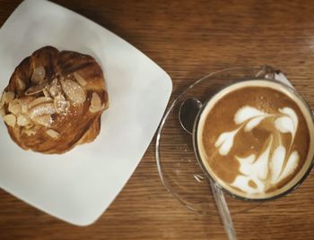 High angle view of coffee on table