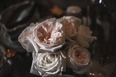 High angle view of rose bouquet