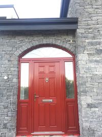 Closed door of building