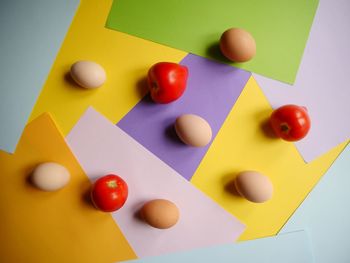 High angle view of toys on table