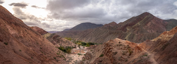 Panoramic view of rocky mountains against sky