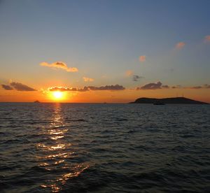 Scenic view of sea at sunset