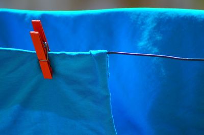 Close-up of clothes drying on clothesline