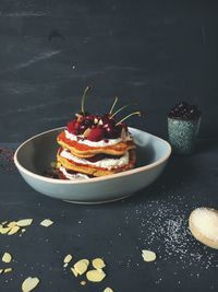 High angle view of cake on table