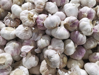 Pile of garlic view from the top