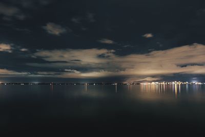 Scenic view of sea against sky at night