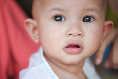 Close-up portrait of cute baby girl