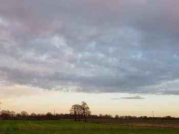 Scenic view of field against sky during sunset