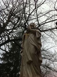 Low angle view of statue against trees