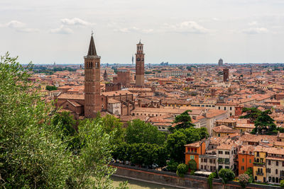 High angle view of townscape against sky