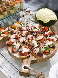 High angle view of pizza in plate