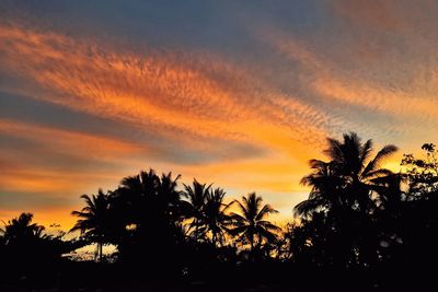 Silhouette trees against sky at sunset