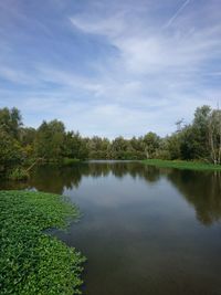 Scenic view of lake against sky