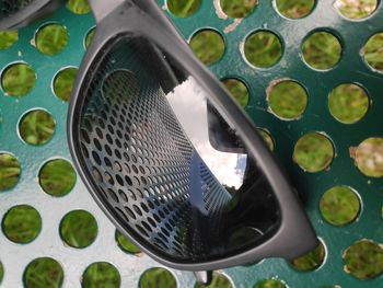 High angle view of metal grate