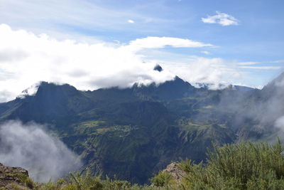 Scenic view of mountains against sky