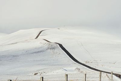 Scenic view of landscape against sky during winter