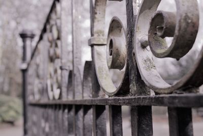 Close-up of metallic railing