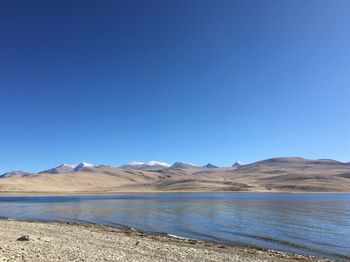 Scenic view of landscape against clear blue sky