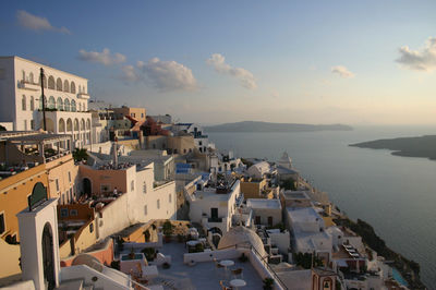 High angle view of city at seaside