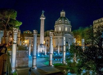 Illuminated cathedral against sky at night