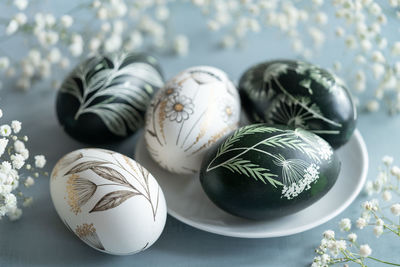 Close-up of christmas decorations on table