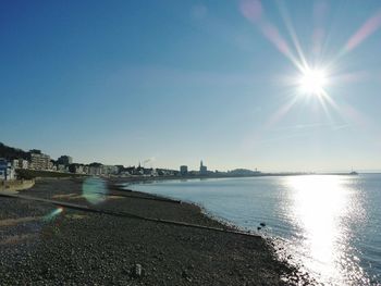 Scenic view of sea against clear sky