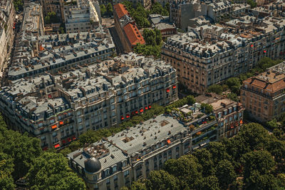 High angle view of buildings in city