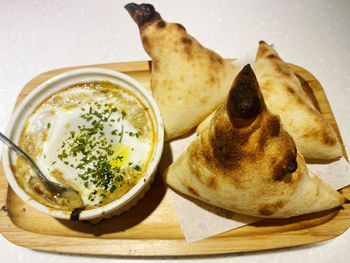 Close-up of food in plate on table