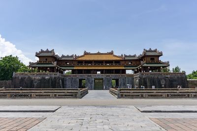 Exterior of temple building against sky