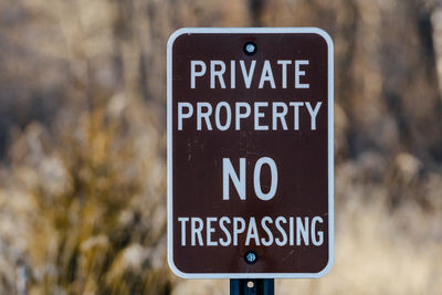 Close-up of road sign