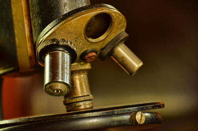 Close-up of old rusty microscope