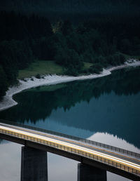 Scenic view of river by dam