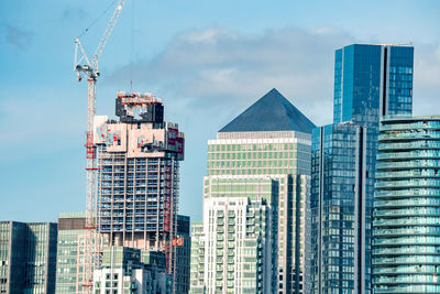 Close up view of the skyscrapers in london, uk.