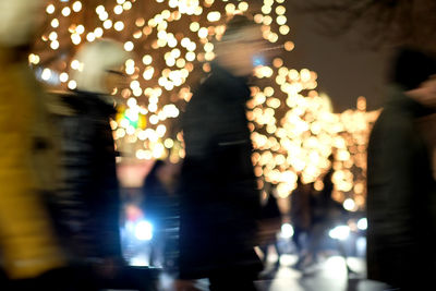 Defocused image of illuminated christmas lights