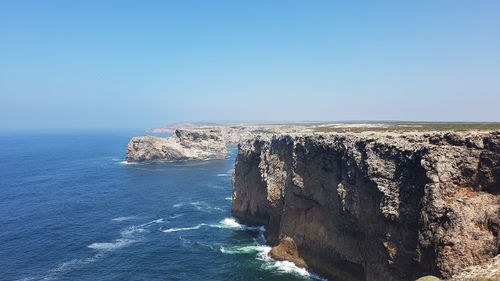 Scenic view of sea against clear sky