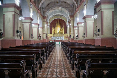 View of empty corridor in temple