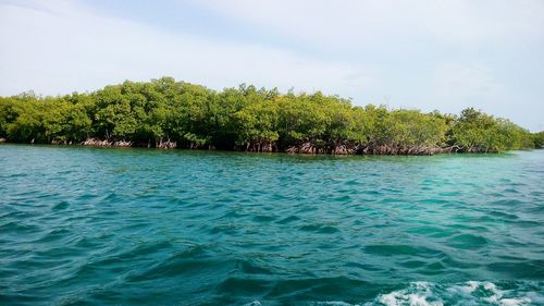 Scenic view of lake against sky