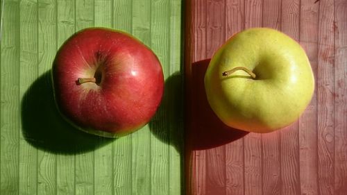 Directly above shot of apple on table