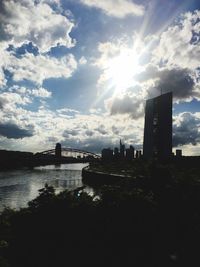 View of city against cloudy sky