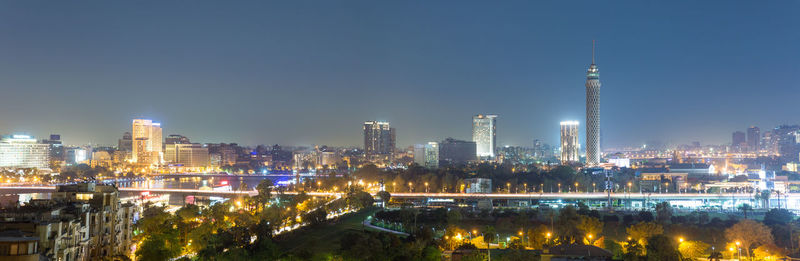 Illuminated city at night