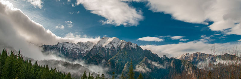 Mountain range in the bucegi mountains romania, winter landscape