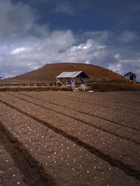 House on field against sky