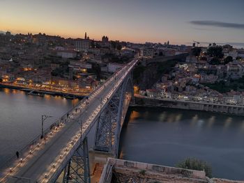 High angle view of bridge over river in city