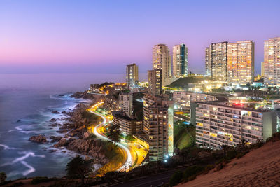 View of buildings in concon from the sand dunes, valparaiso region, chile