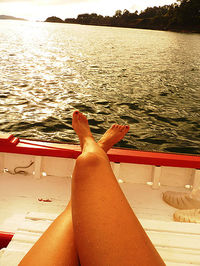 Feet of woman relaxing in water